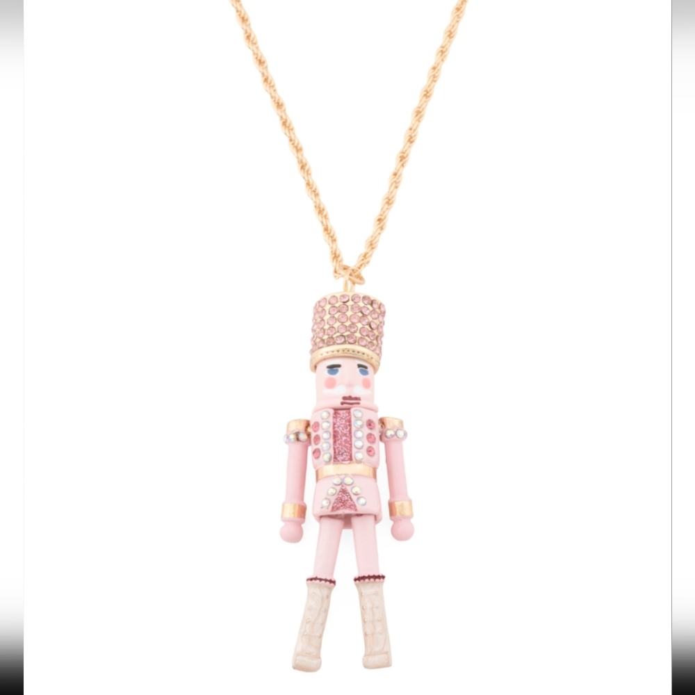 Betsey Johnson Pink Nutcracker Long Pendant Necklace NWT